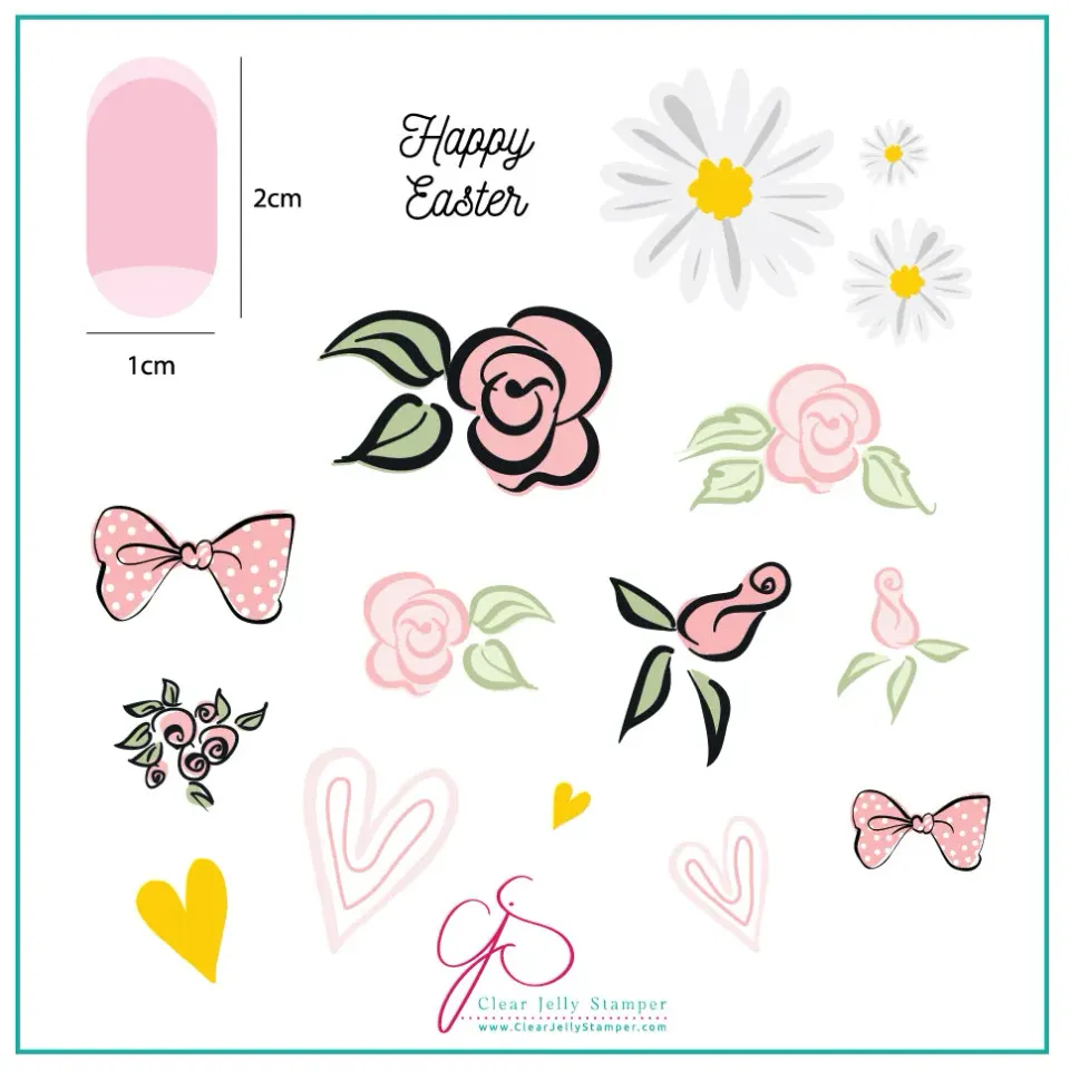 Clear Jelly Stamper CjSH-54 Easter Egg stampingplade 8x8 blomst