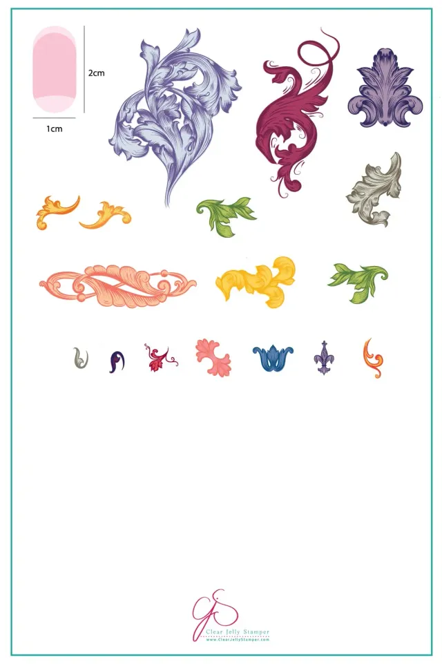 Clear Jelly Stamper CjS-45 Ornamental Flourish stampingplade