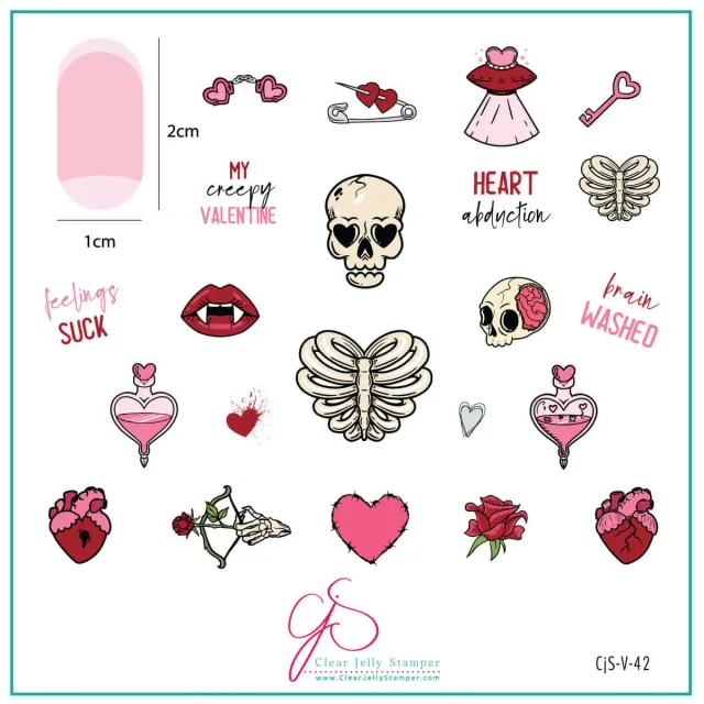 Clear Jelly Stamper My Creepy Valentine CjSV-42 stamping plade