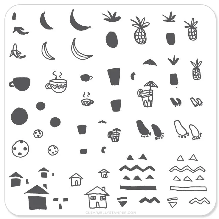 Clear Jelly Stamper CjS-20 Summer Drinks stampingplade 6x6 cm