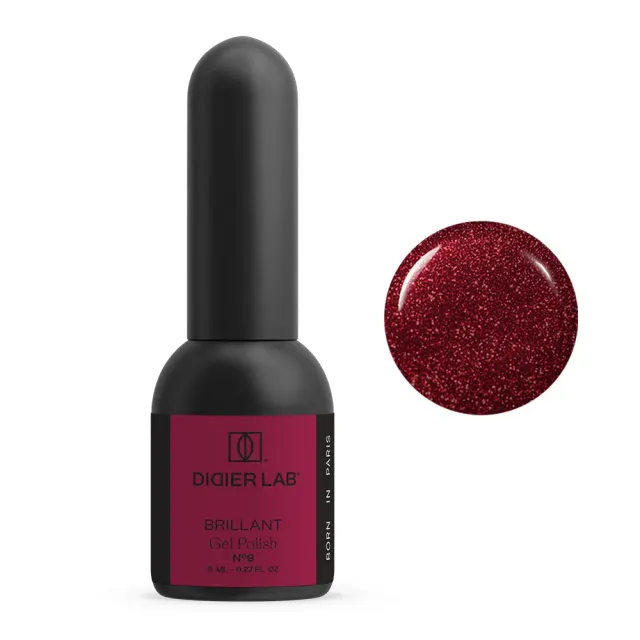Didier Lab Brillant No9 gellak 8ml rød glimmer