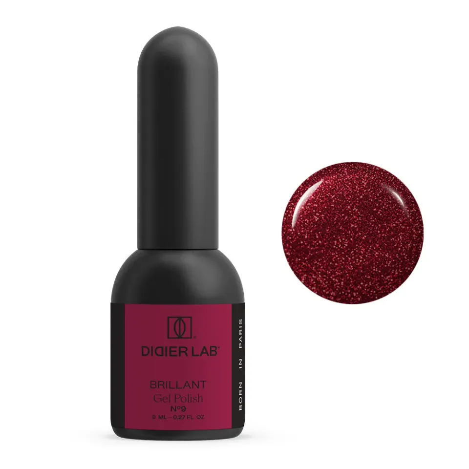 Didier Lab Brillant No9 gellak 8ml rød glimmer