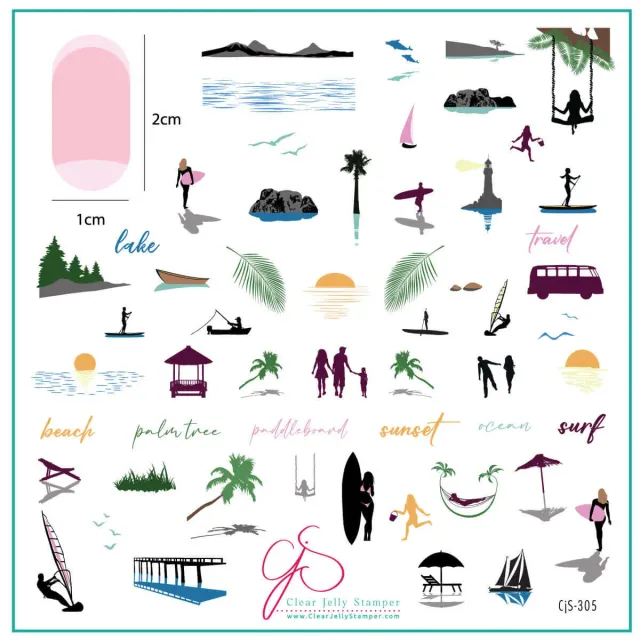 Clear Jelly Stamper CjS-305 Summer Silhouettes stampingplade sommer