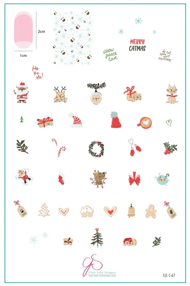 Clear Jelly Stamper Catmas CjSC-67 stamping plade 8x8 cm kattejul