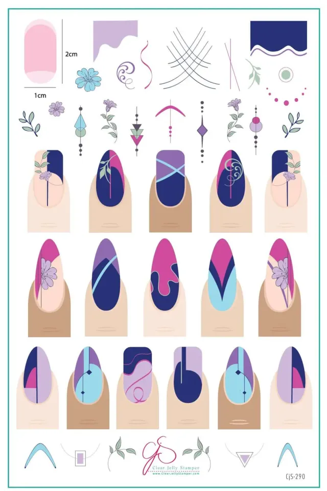 Clear Jelly Stamper CjS-290 French Mani Four stampingplade