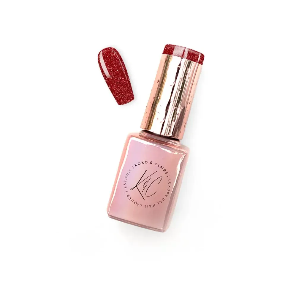 Clear Jelly Stamper KoKo & Claire 0484 Lucsious Lips gellak rød 12 ml glitter