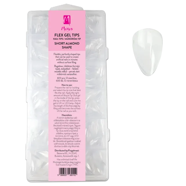 Moyra Flex Short Almond gel negletips 600 stk fleksible